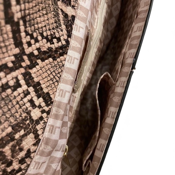 London Fog Brown and Black Shoulder Bag with Snakeskin Pattern - Picture 3 of 3